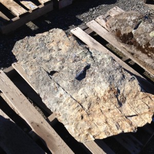 Photo of Pinnacle Greenstone Boulder. Use in landscaping. Natural stone sold by Rolleri Landscape Products.